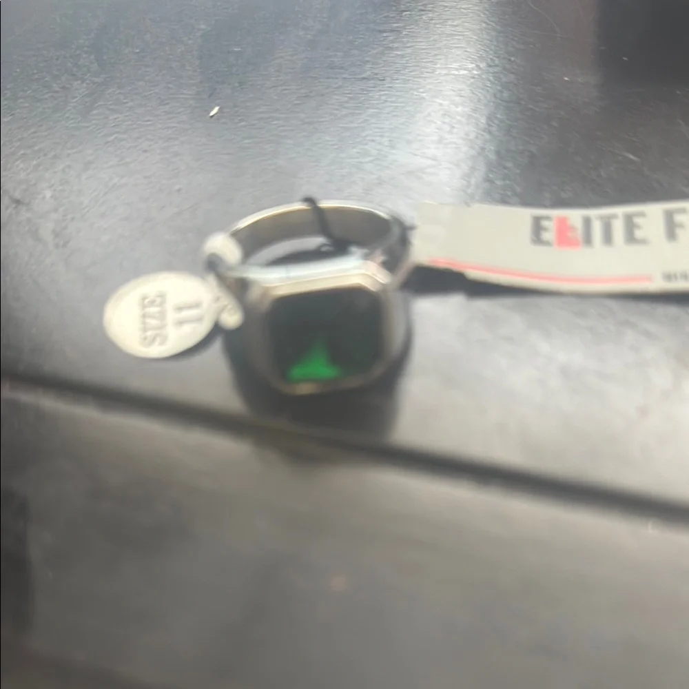 Silver and Green Wearable Ring